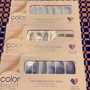 NIB 3 Packs of Color Street Blue in Peru, Costa Rica Escape, and French Riviera